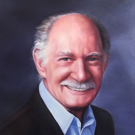 Hand Painted Oil Painting of An Older Gentleman with Dark Blue Dress,by myDaVinci - myDaVinci